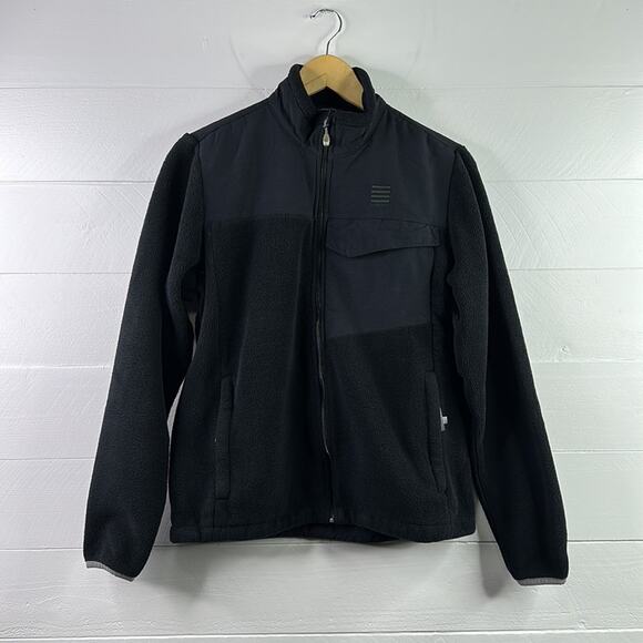 LANDS END Black Nylon Polyester Fleece Full Zip-Up Layering Jacket‎ Size Small - Picture 1 of 11